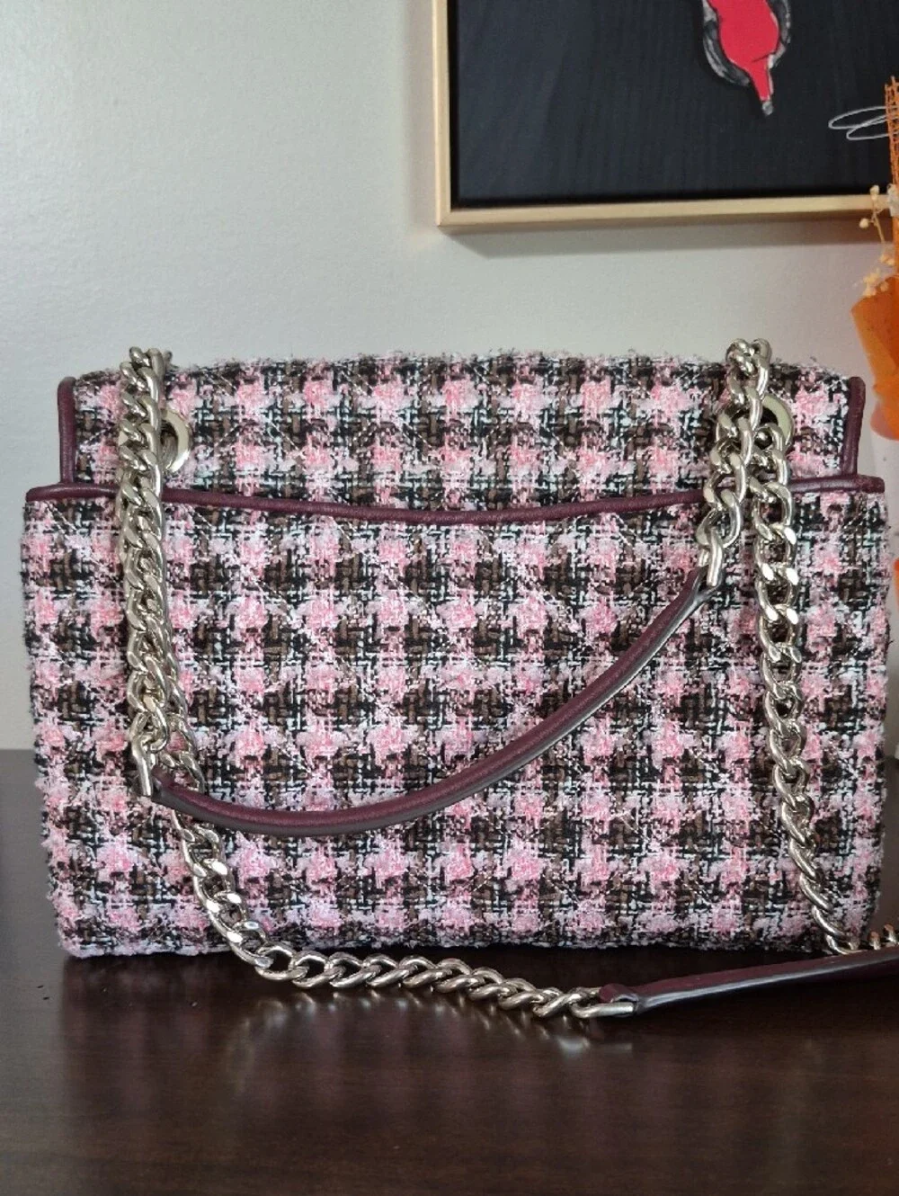 Kate Spade Tweed Chain And Leather Bag